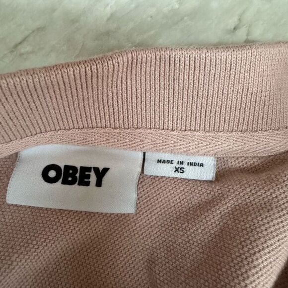 OBEY Hailey Womens Sleeveless Polo Shirt striped cropped 100% cotton size XS - Picture 5 of 8